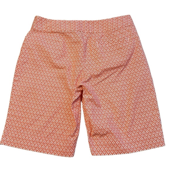 TALBOTS Petites | Geometric Bermuda Shorts Filigree Print Orange/White 8P‎ - Picture 4 of 12